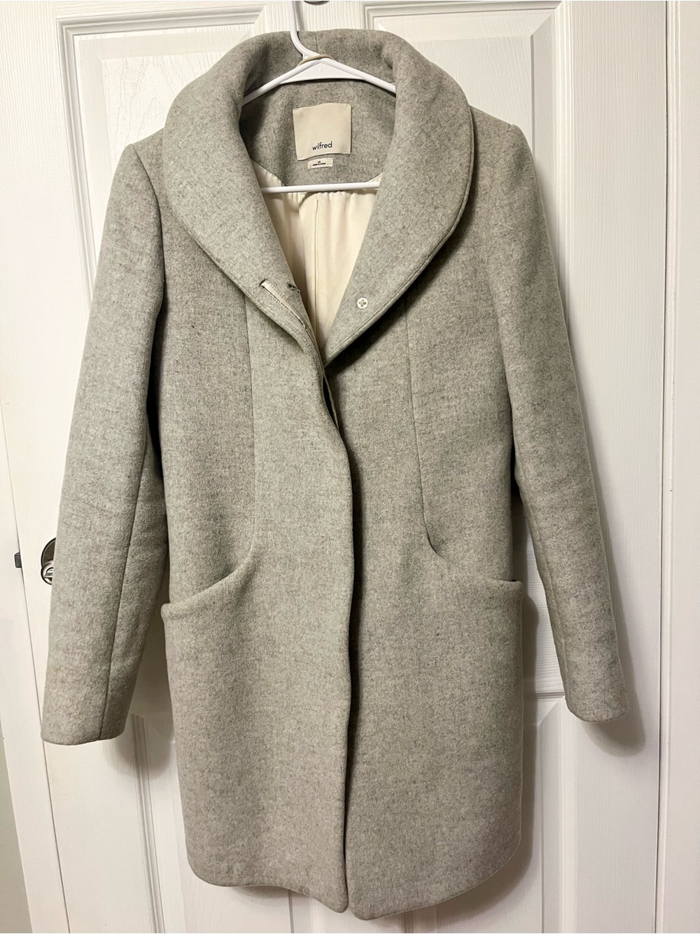 Aritzia Wilfred The Cocoon Coat Wool Cashmere Funnel Neck Gray XS
